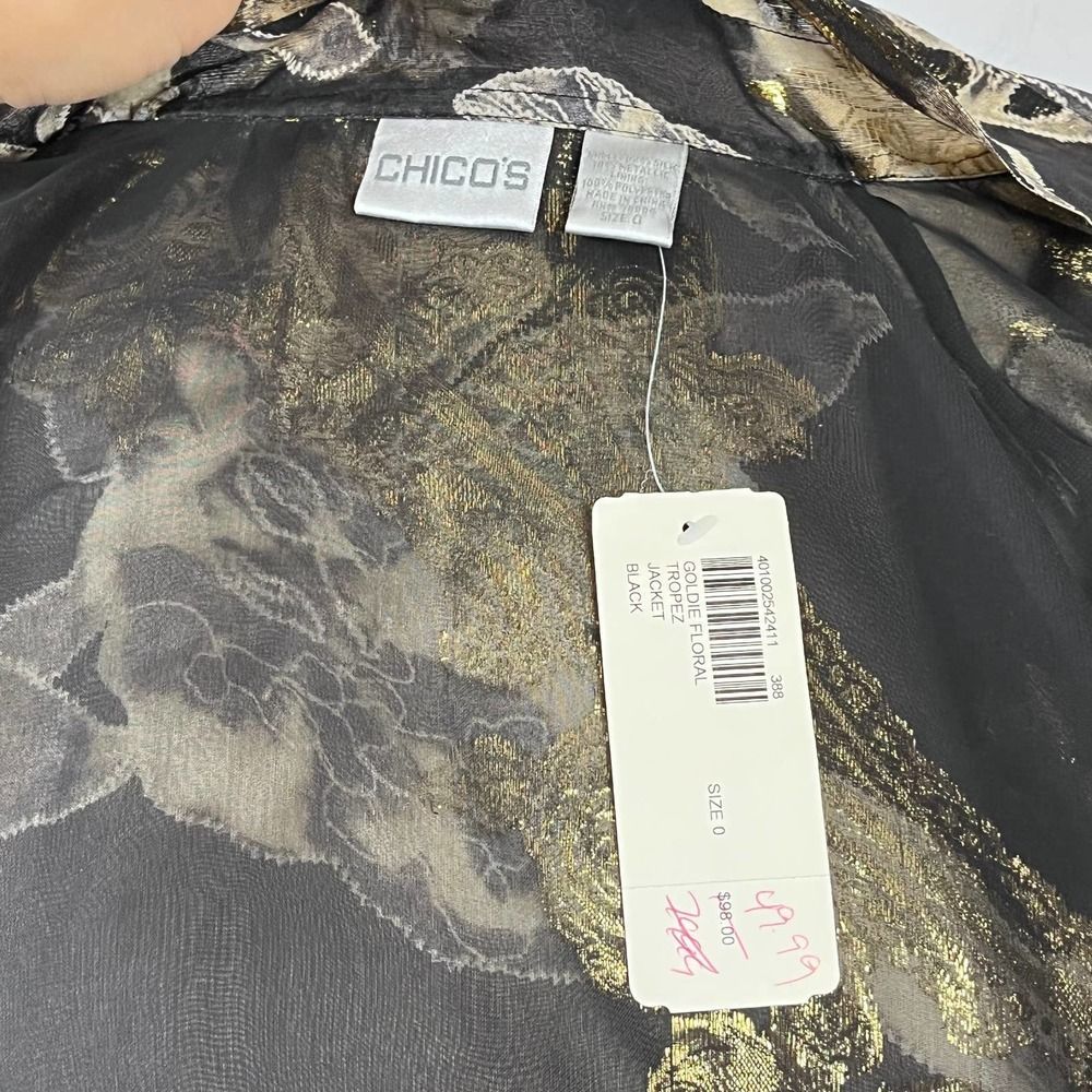 Chico's Silk Goldie Floral Tropez Jacket Size 0 - Picture 8 of 8